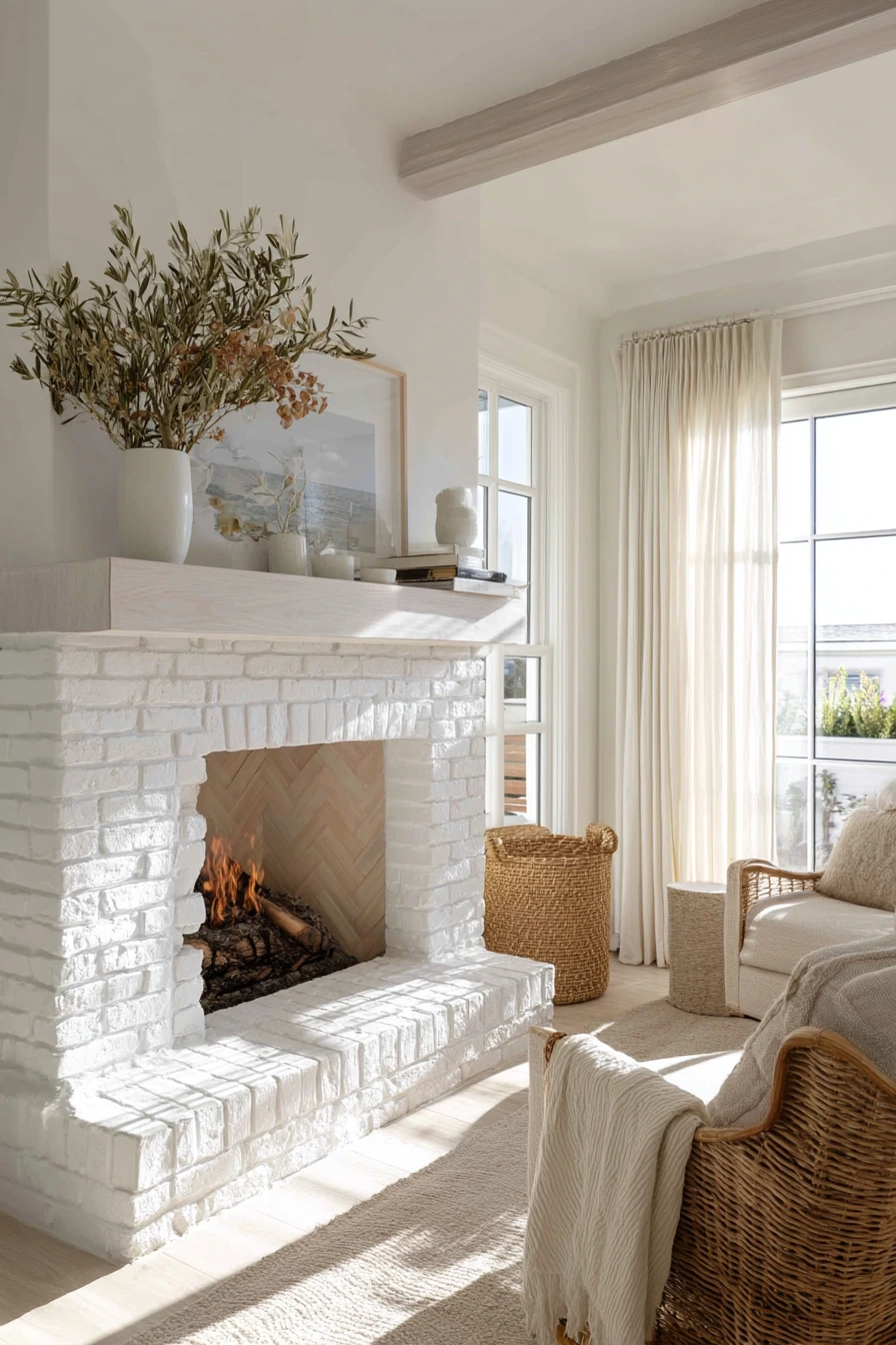 white brick fireplace ideas 16