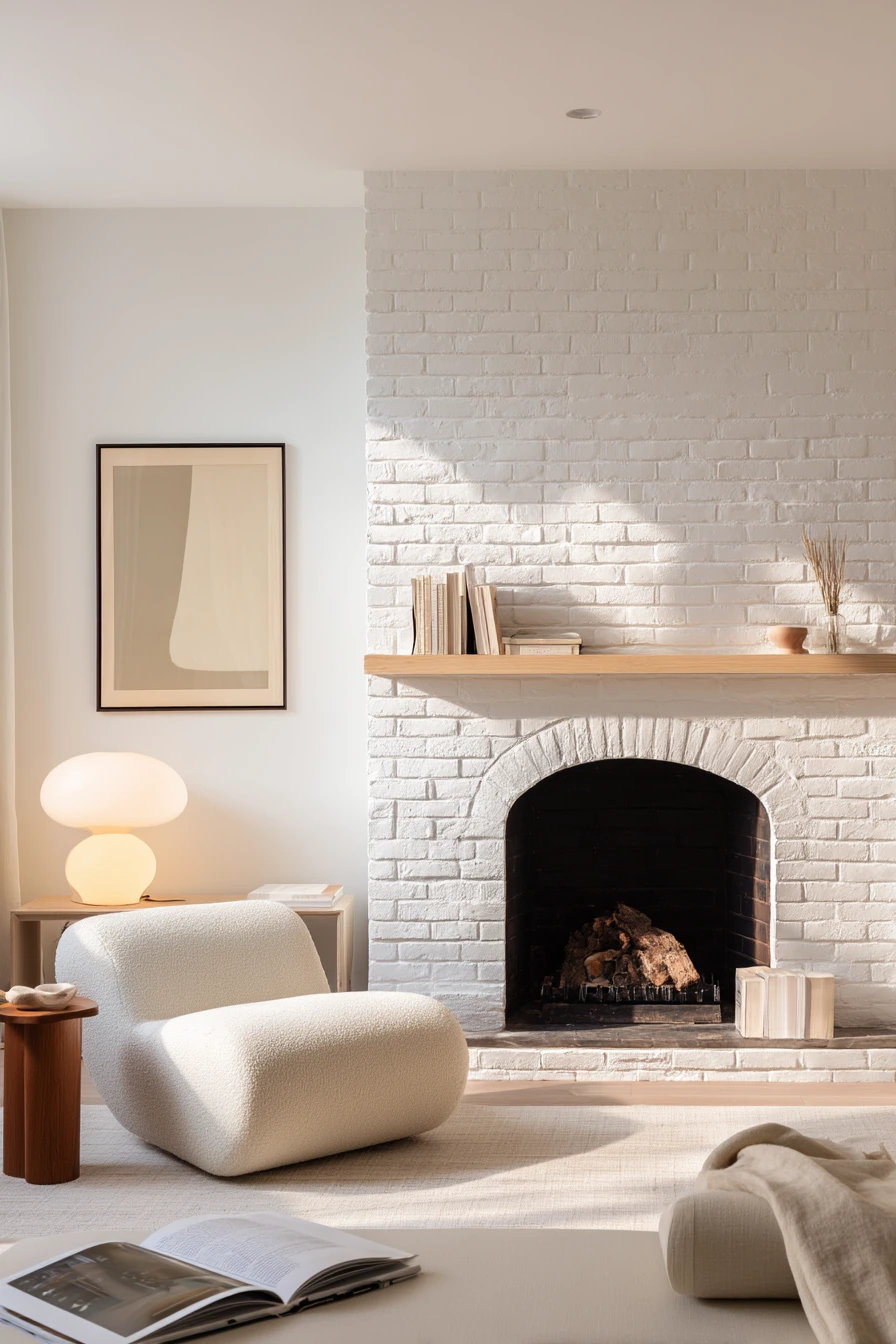 white brick fireplace ideas 19