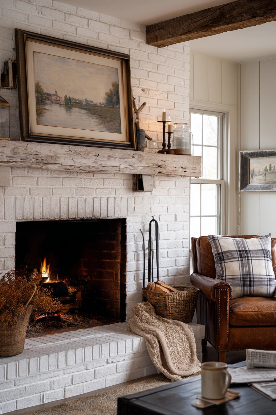 white brick fireplace ideas 21