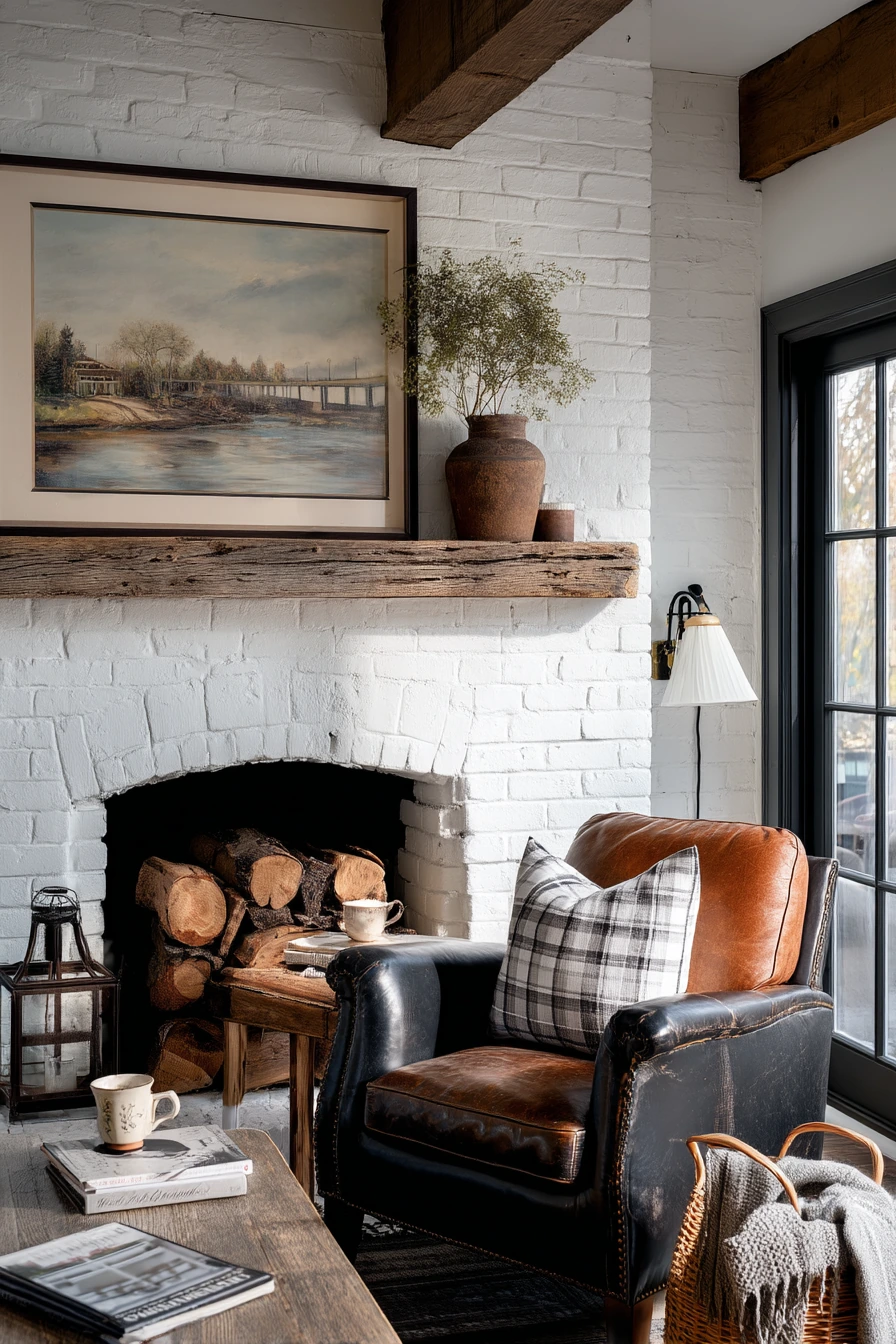 white brick fireplace ideas 24