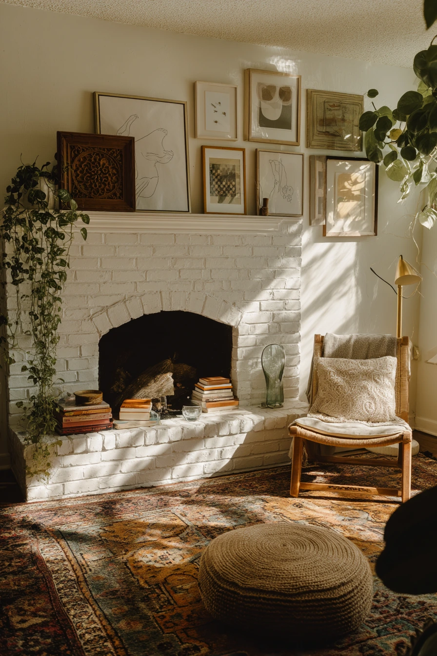 white brick fireplace ideas 30