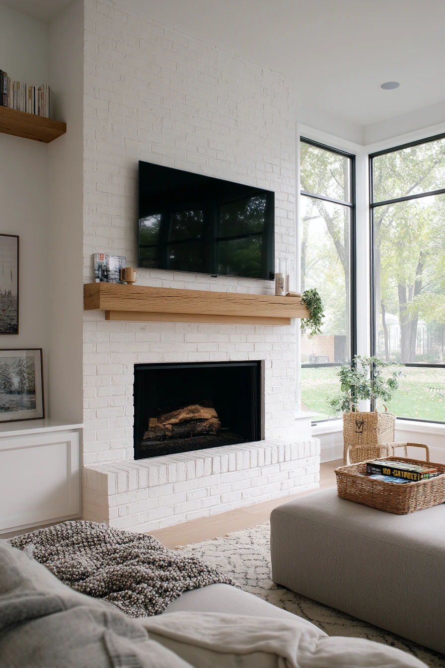 white brick fireplace ideas 36