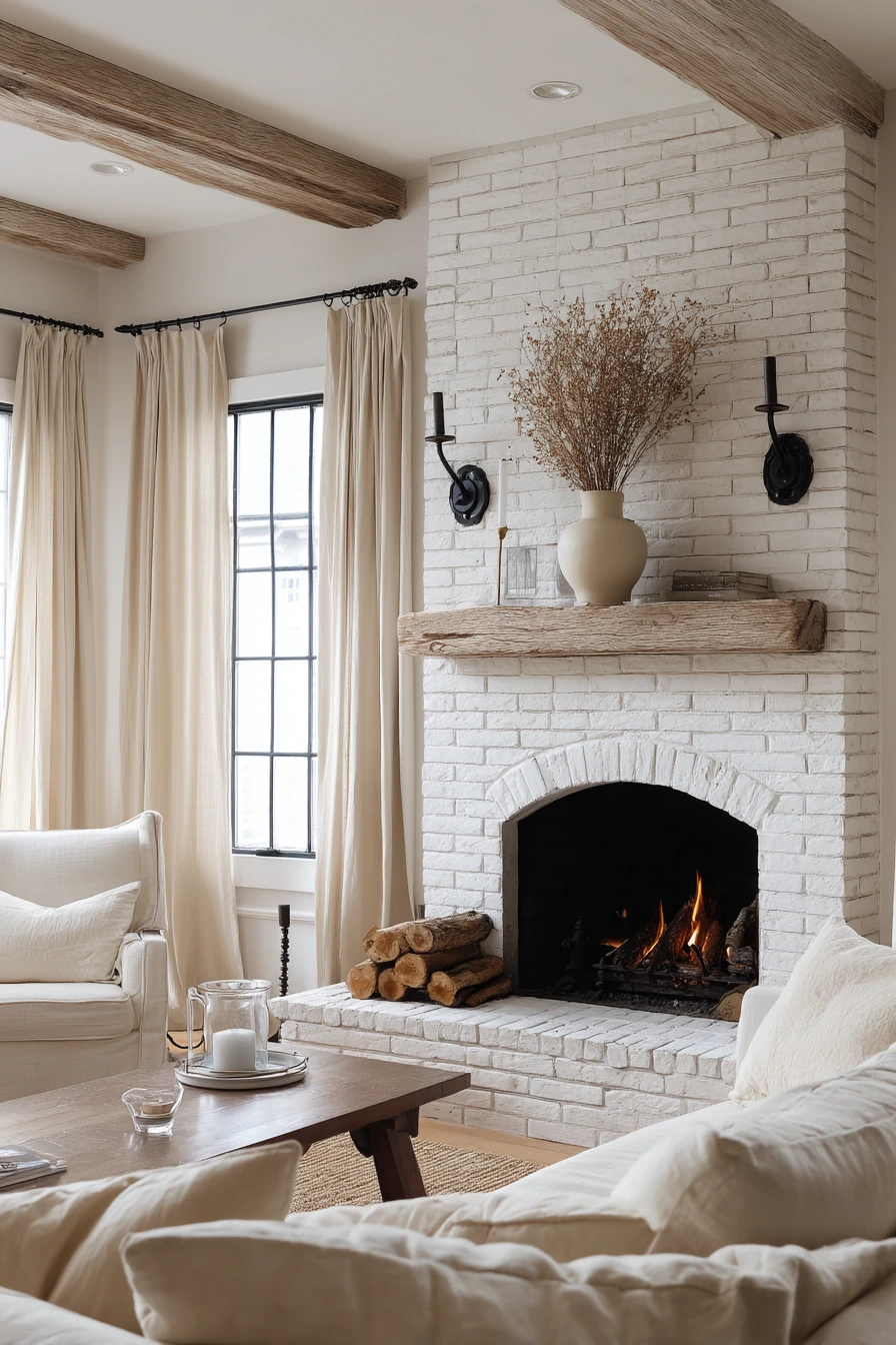 white brick fireplace ideas 5
