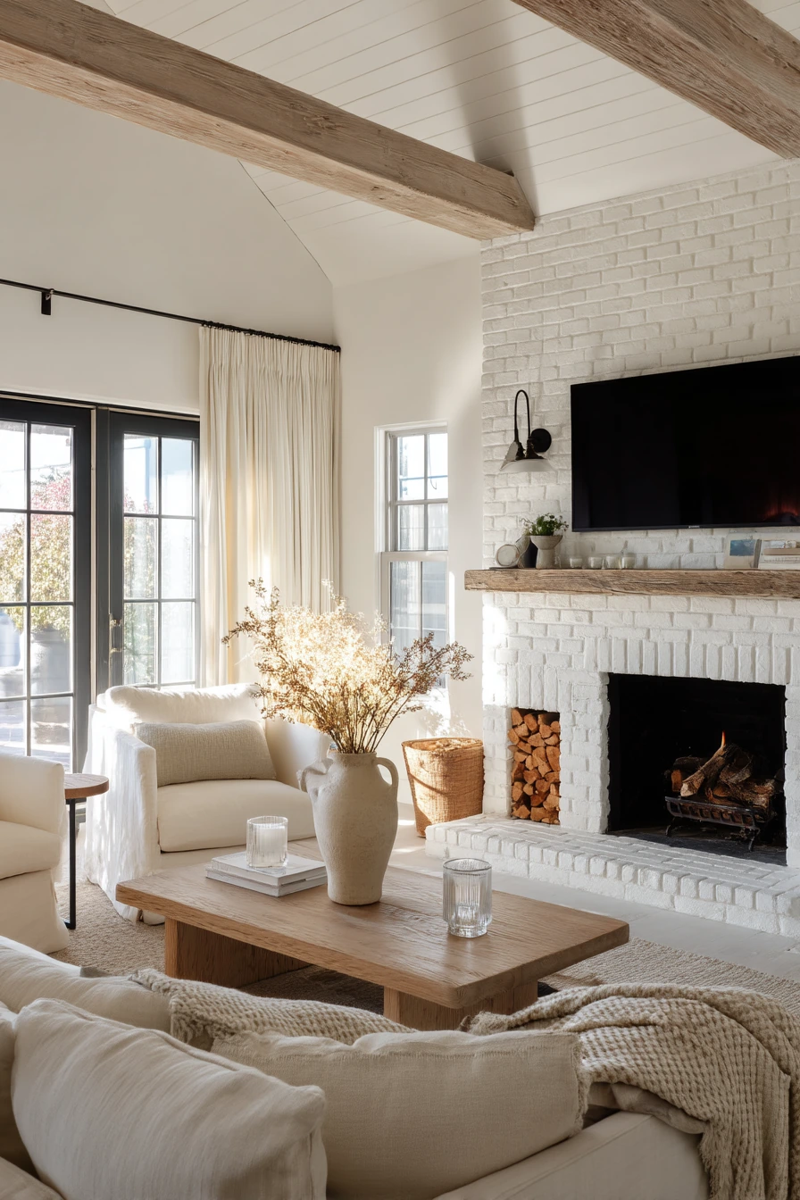 white brick fireplace ideas 7